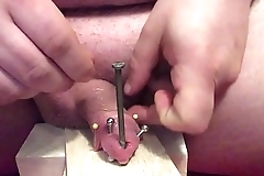 Pierced Johnson Penis Nailed, Pinned, and Burned.