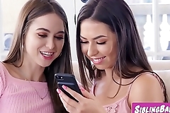 Super hot sisters working on step brothers perfect cock