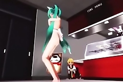 sexy naked apron 3D anime girl dance