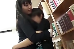 asian girl fuck guy in library